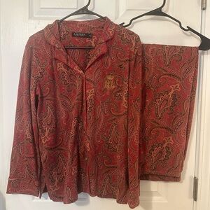 Vintage Ralph Lauren Lauren Paisley Burgundy Pajama Set